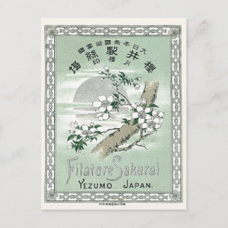 Sakura Vintage Japansk Silke-etikett Vykort