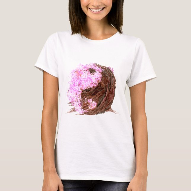 Sakura Yin Yang T Shirt (Framsida)