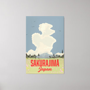 Sakurajima Japan-återreseaffisch. Canvastryck
