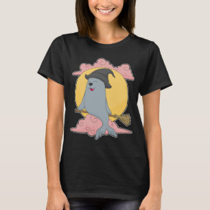 Säl Halloween Häxa Kvast T Shirt