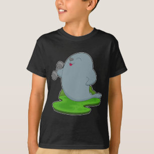 Säl kroppsbyggare hantel t shirt