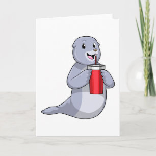 Säl med dricksbägare kort