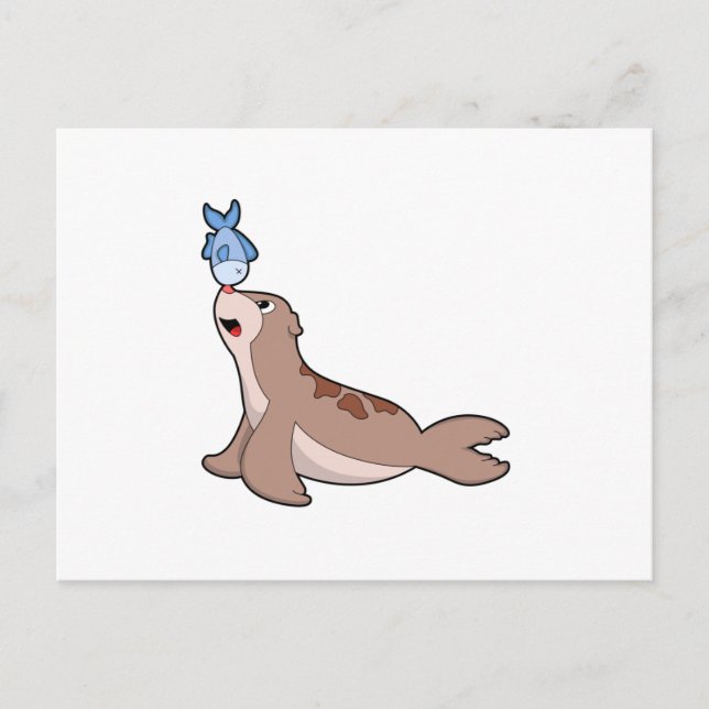 Säl med fisk (2).PNG Vykort (Framsida)