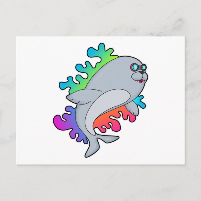 Säl med glasögon vykort (Framsida)