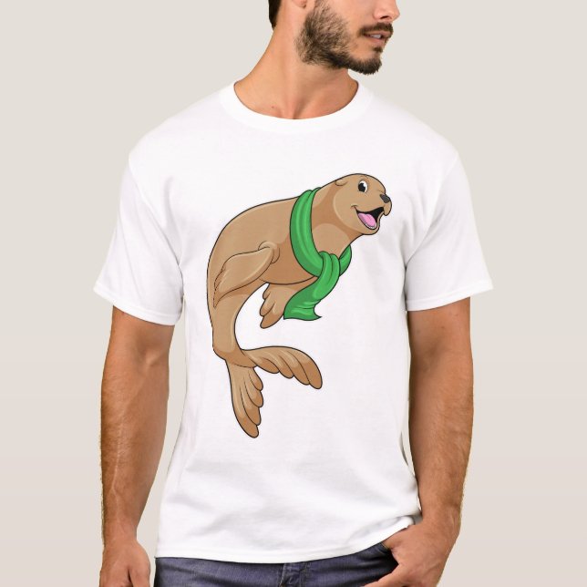 Säl med halsduk t shirt (Framsida)