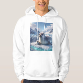 Säl och unge på is Unisex vildlivshoodie Hoodie