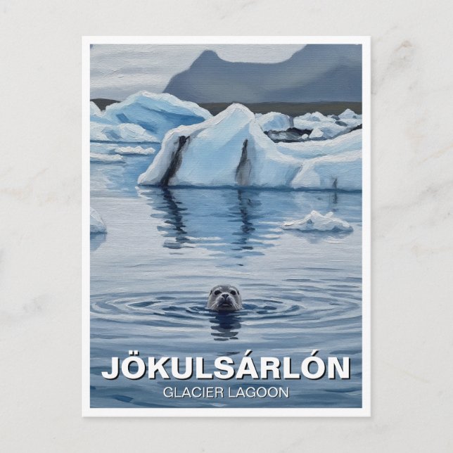 Säl på Island Jökulsárlón Glacärlagunen Resa Vykort (Framsida)