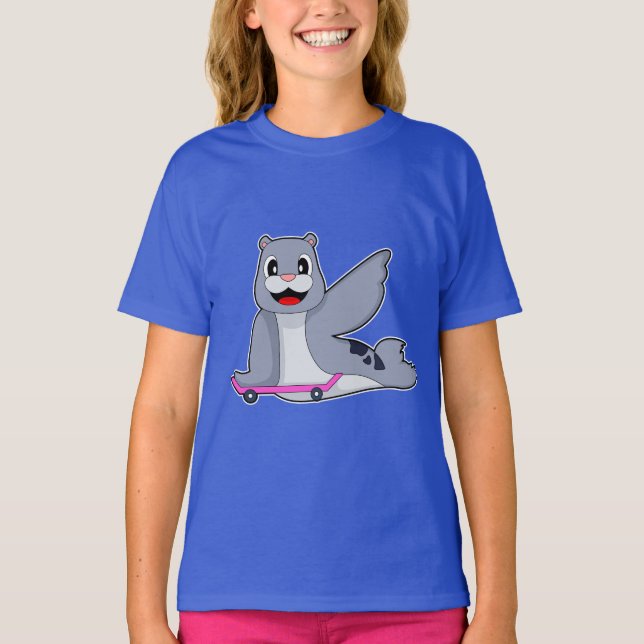 Säl Skridskoåkare Skateboard T Shirt (Framsida)