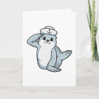 Säl som sjöman med sjömanhatt