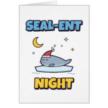 Säl-tent Natt Söt Säl Jul Puns Julkort