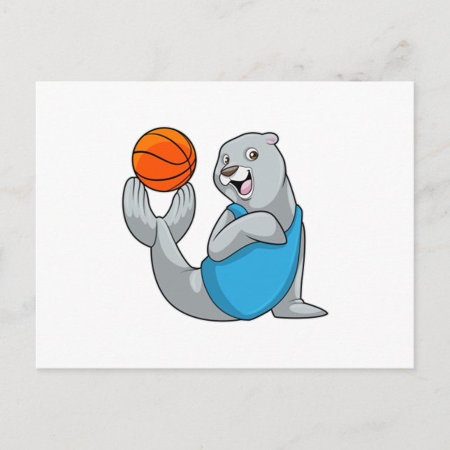Säl till Basketboll Sport Vykort (Framsida)
