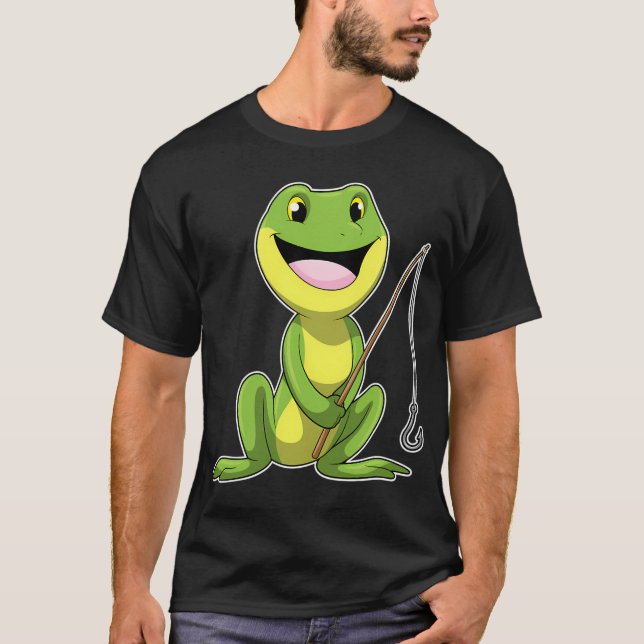 Säl vid fiske med fiskespö & fisk t shirt (Framsida)