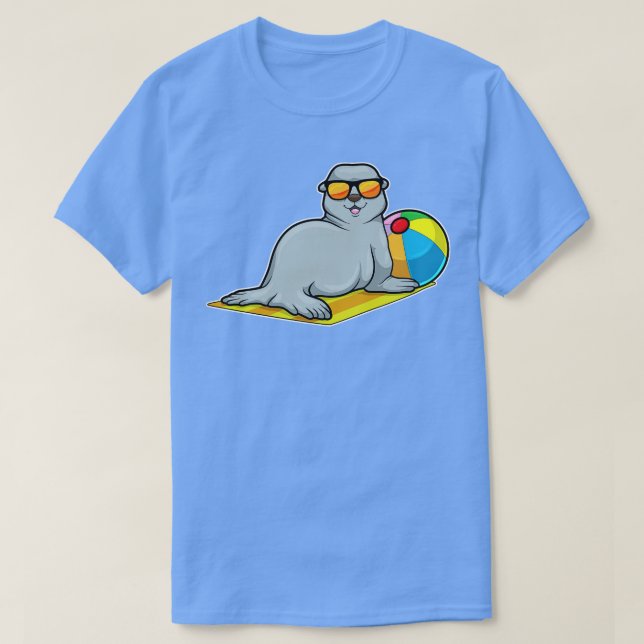 Säl vid solbad med solglasögon från Vatten polo T Shirt (Design framsida)