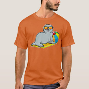 Säl vid solbad med solglasögon från Vatten polo T Shirt