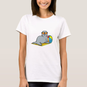 Säl vid solbad med Vatten polo och solglasögon T Shirt