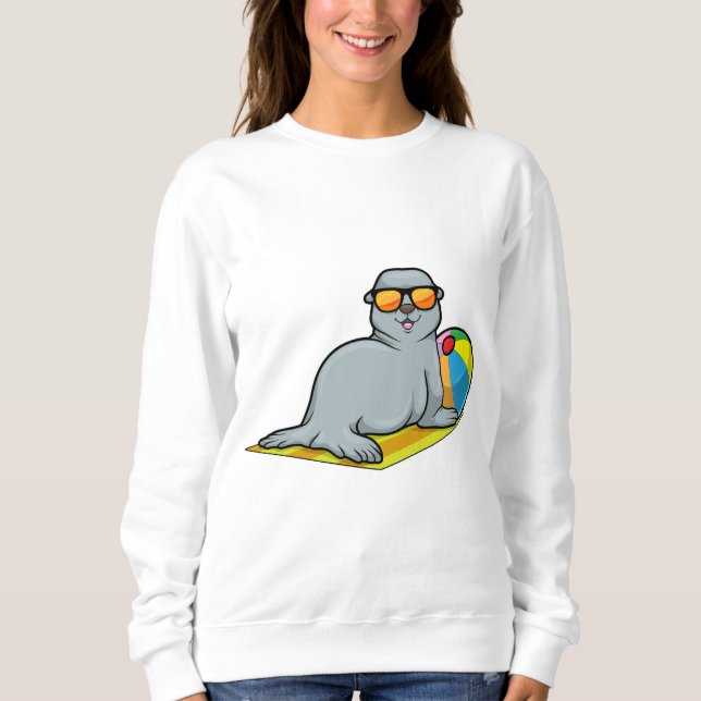 Säl vid solbad med Vatten polo T Shirt (Framsida)