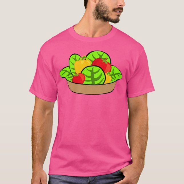 Salad Lettuce Tomato Peppers T Shirt (Framsida)