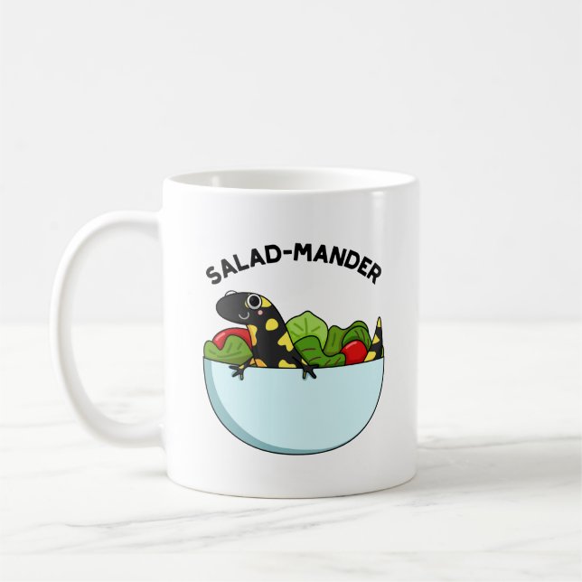 Salad-mander Funny Salamander Animal Pun Kaffemugg (Vänster)