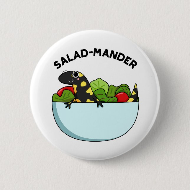 Salad-mander Funny Salamander Animal Pun Knapp (Framsida)
