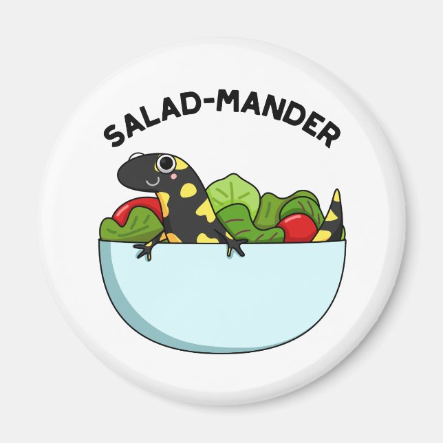 Salad-mander Funny Salamander Animal Pun Magnet (Framsidan)