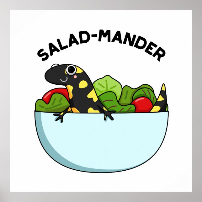 Salad-mander Funny Salamander Animal Pun Poster (Framsidan)