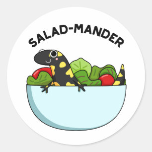 Salad-mander Funny Salamander Animal Pun Runt Klistermärke