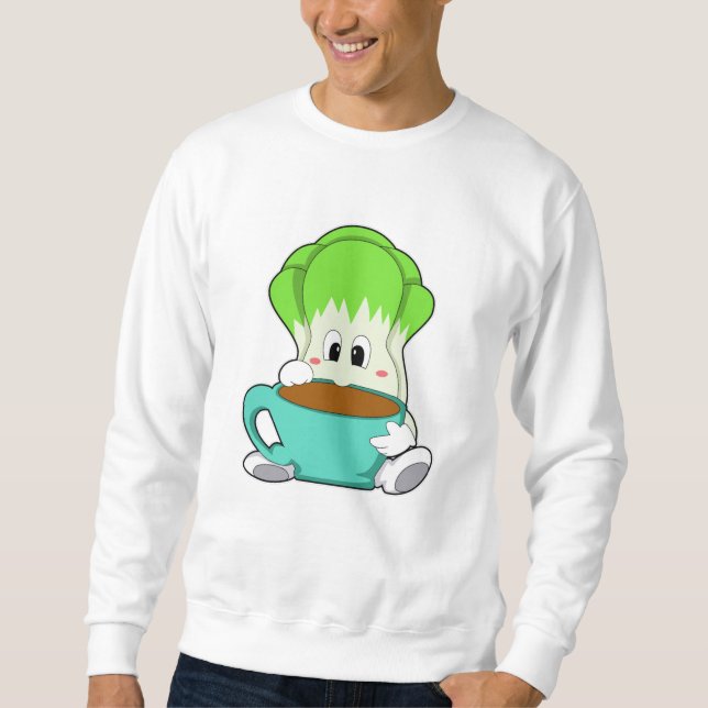 Salad med Kopp i kaffe Lång Ärmad Tröja (Framsida)