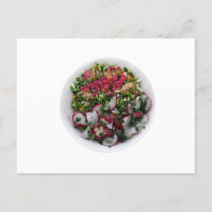 Salad med radisor och rostade kycklingar vykort