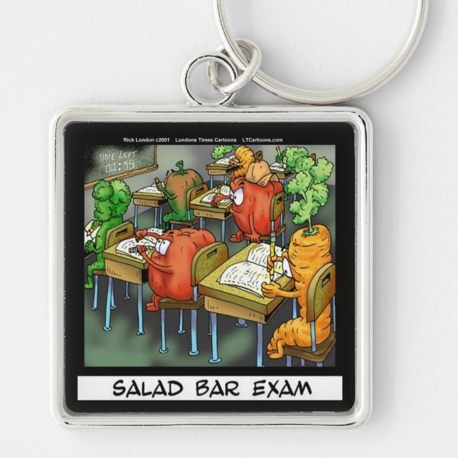 Salad Pub Exam Funny Fyrkantig Silverfärgad Nyckelring (Framsidan)