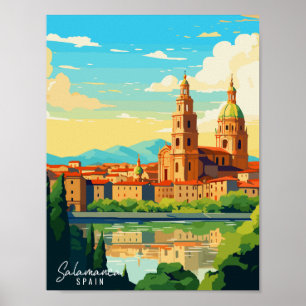 Salamanca Spain vintage resor illustration Poster