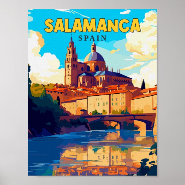 Salamanca Spain vintage resor illustration Poster (Framsidan)
