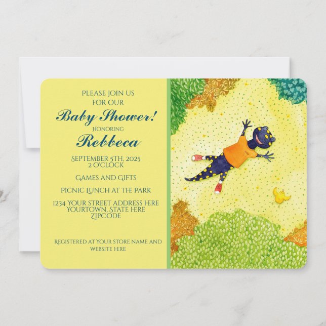 Salamander Baby Shower-inbjudan Inbjudningar (Baksida)