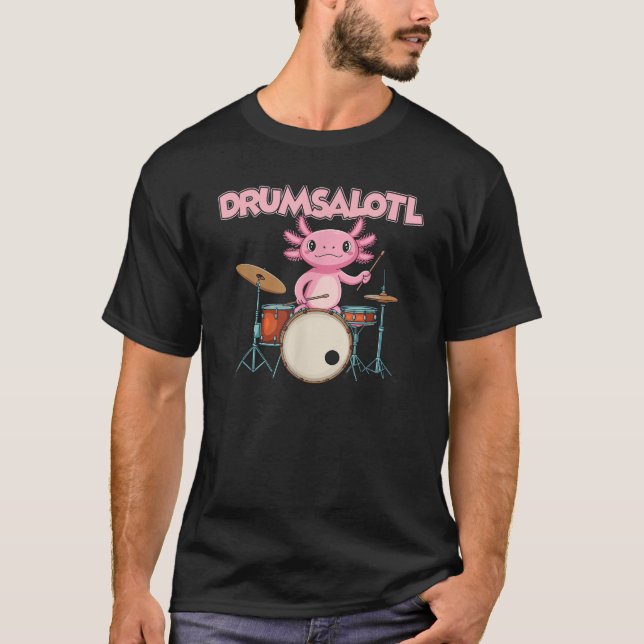Salamander Drummer Amphibian Drums Drumsalotl Funn T Shirt (Framsida)
