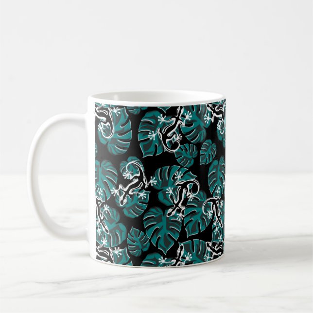 Salamander och Grönt Löv Mönster Kaffemugg (Vänster)