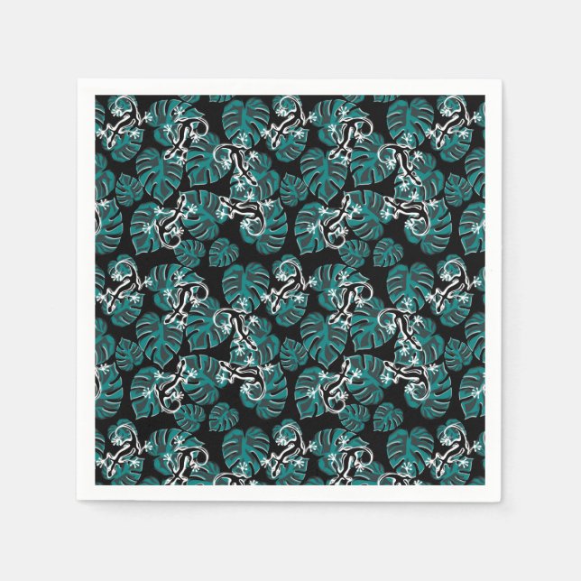 Salamander och Grönt Löv Mönster Pappersservett (Framsidan)