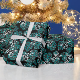 Salamander och Grönt Löv Mönster Presentpapper