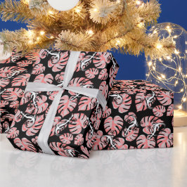 Salamander och Rosa Lövs Repeat Mönster Presentpapper