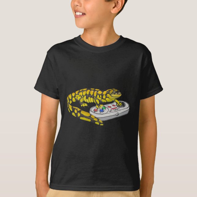 Salamander Spelar videospel Salamanders Gamers T Shirt (Framsida)