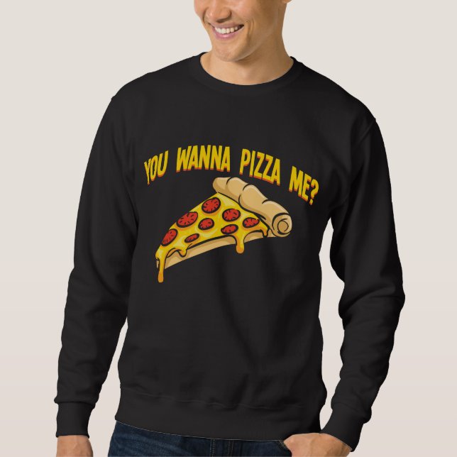 Salami Pizza Me Humor Pizzeria Food Älskare Lång Ärmad Tröja (Framsida)