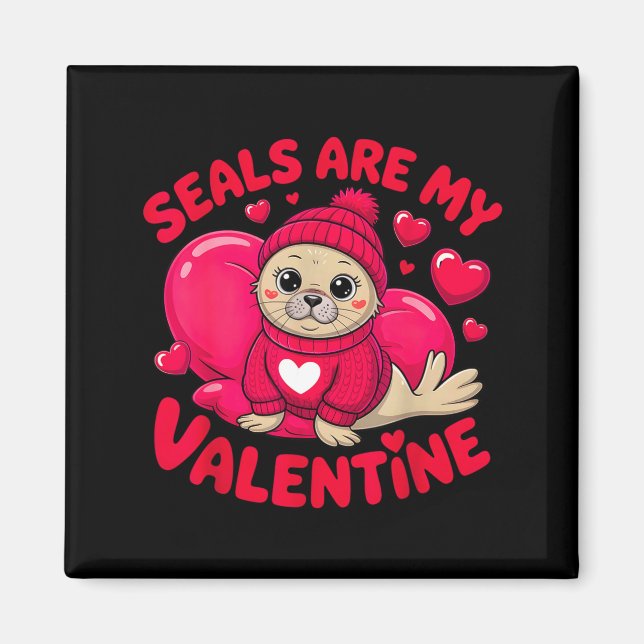 Sälar är min valentin söt säl djur kärlek design magnet (Framsidan)