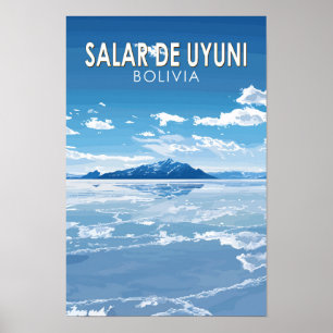 Salar de Uyuni Bolivia Resa Konst Vintage Poster