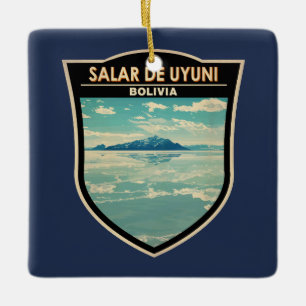 Salar de Uyuni Bolivia Travel Art Badge Julgransprydnad Keramik