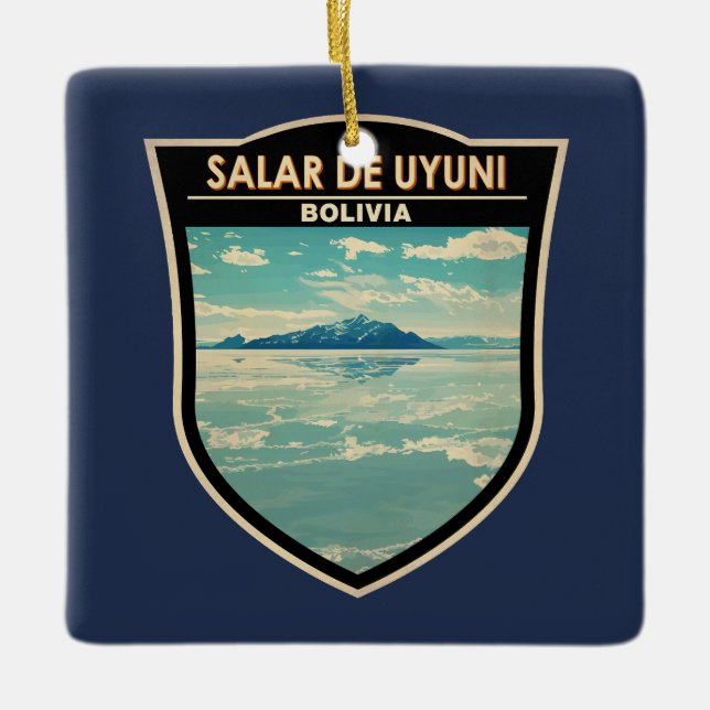 Salar de Uyuni Bolivia Travel Art Badge Julgransprydnad Keramik (Framsida)