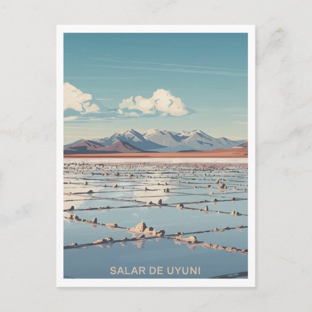 Salar de Uyuni Bolivia Vintage Vykort (Framsida)
