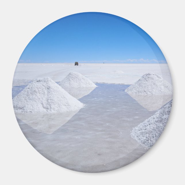 Salar de Uyuni saltlägenheter runda magnet (Framsidan)
