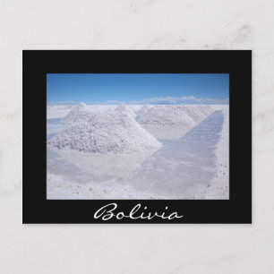 Salar de Uyuni-saltpilar, svart gräns-vykort Vykort