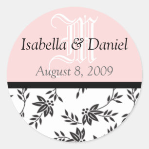 Sälar från Damask Stickers Monogram Runt Klistermärke