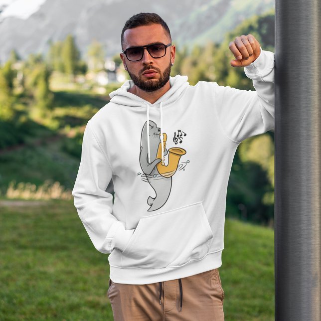 Sälar som spelar saxofon hoodie (Skapare uppladdad)