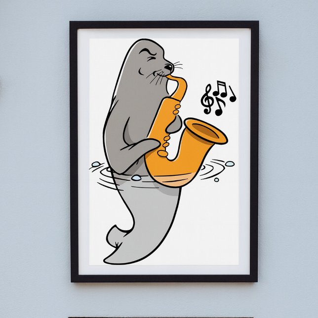 Sälar som spelar saxofon poster (Skapare uppladdad)