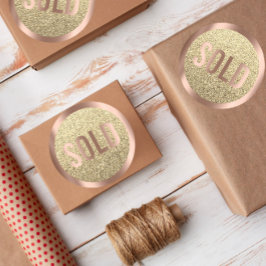 Såld ut Glitter Guld Gods Ro Agent Metall Runt Klistermärke